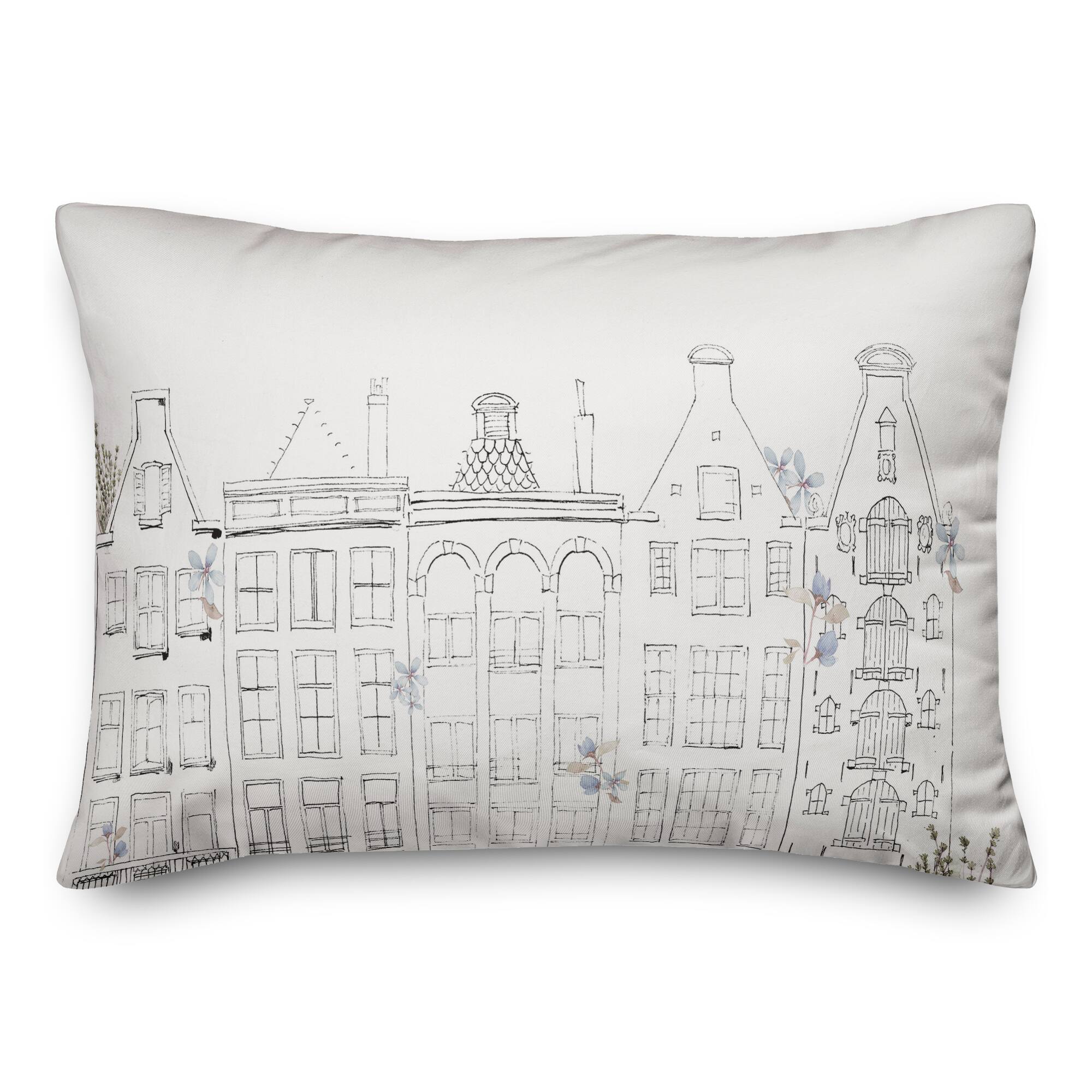 Sketchy Buildings 14" x 20" Throw Pillow